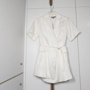 Anthropologie 4SI3NNA Lorenzo Short Sleeve Belted Blazer Dress Size XSP White
